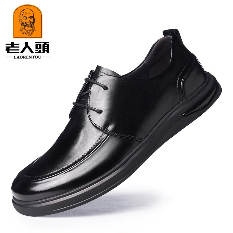 Новые мужские туфли из натуральной кожи Old Man's, дышащие универсальные туфли на шнуровке для вождения с мягкой подошвой и широкой стопой, деловые кожаные туфли 18603.