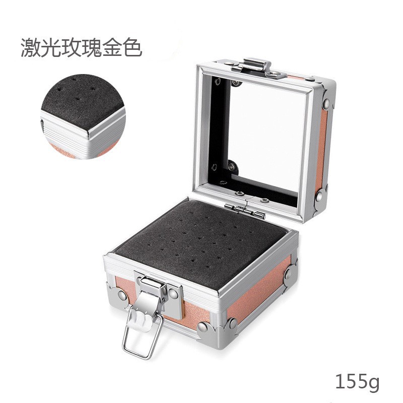 Nueva caja de aluminio de cabeza de pulido de uñas caja de aluminio de alta gama caja de almacenamiento de cabeza de pulido de uñas 4 colores opcionales