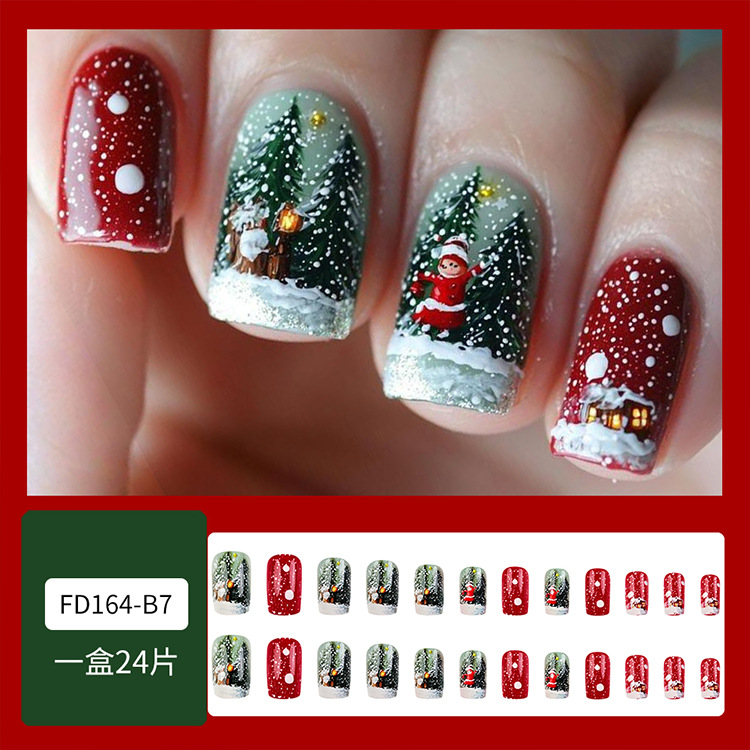 Nueva colección de uñas de navidad desgaste de uñas falsas transfronterizas desgaste de uñas parche de uñas pieza de uñas al por mayor de uñas