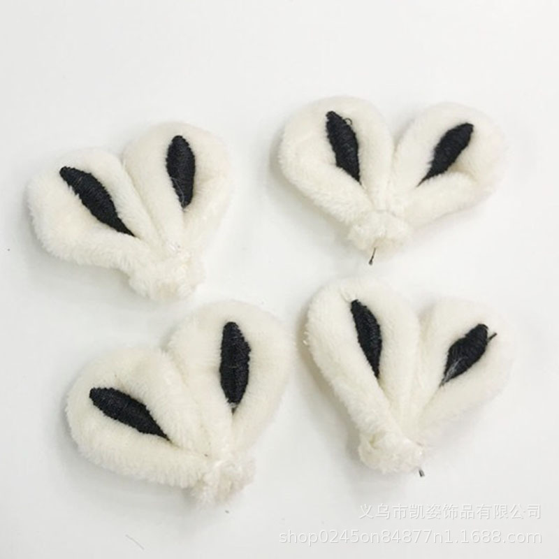 En stock pelo recto piel Orejas de conejo bordado accesorios calcetines muñeca accesorios para el cabello anillo de felpa accesorios lindos orejas