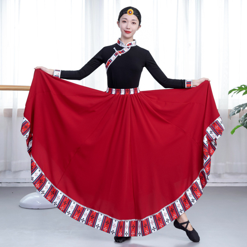藏族广场舞蹈服装 春夏新款套装 长袖舞台演出服藏族大摆舞裙艺考