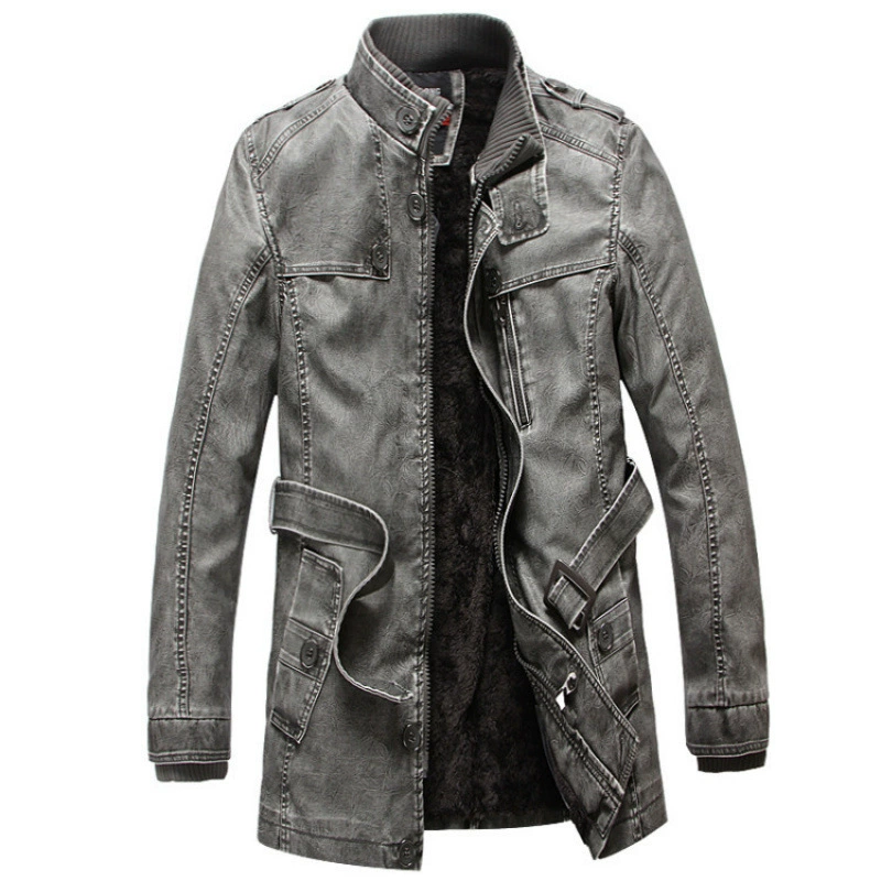 Длинное флисовое полиуретановое длинное пальто с молнией для отдыха, 2019, slim fit, средней длины