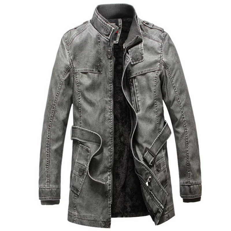 Длинное флисовое полиуретановое длинное пальто с молнией для отдыха, 2019, slim fit, средней длины