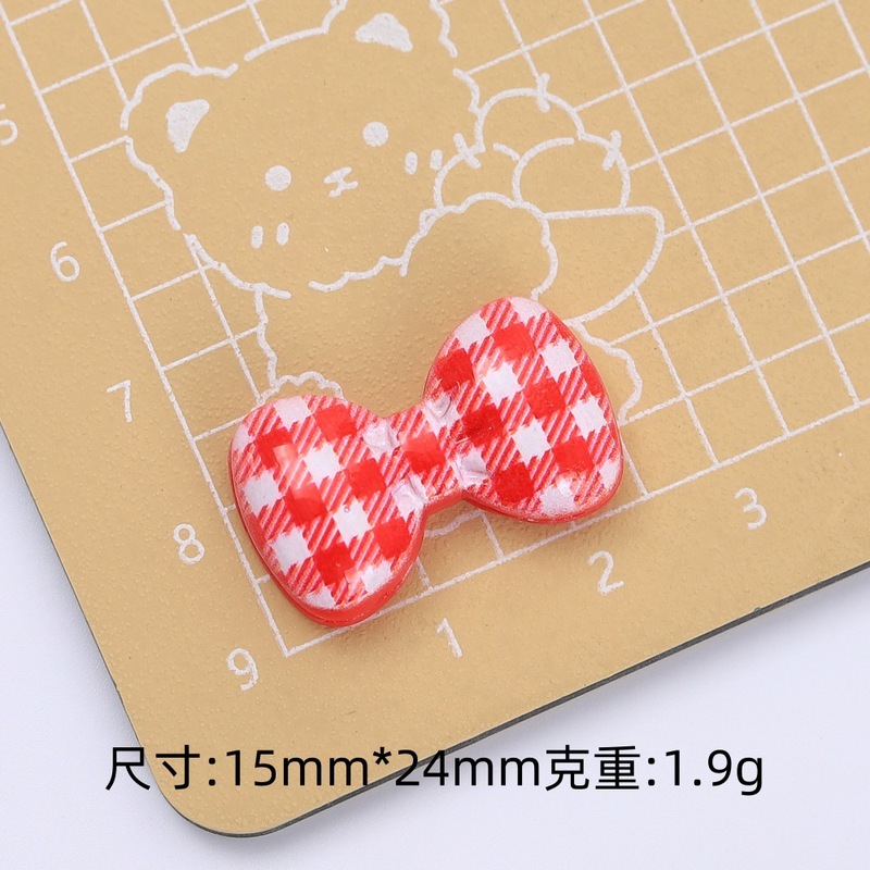 格纹小领结卡通可爱手工diy饰品配件发夹材料包奶油胶树脂小配件|undefined