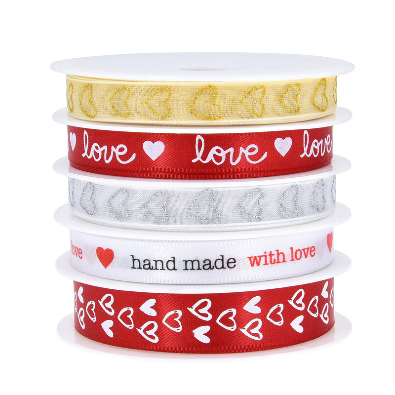 Amazon nueva boda transfronteriza Día de San Valentín conjunto de cinta impresa letra amorosa cinta regalo decoración de flores