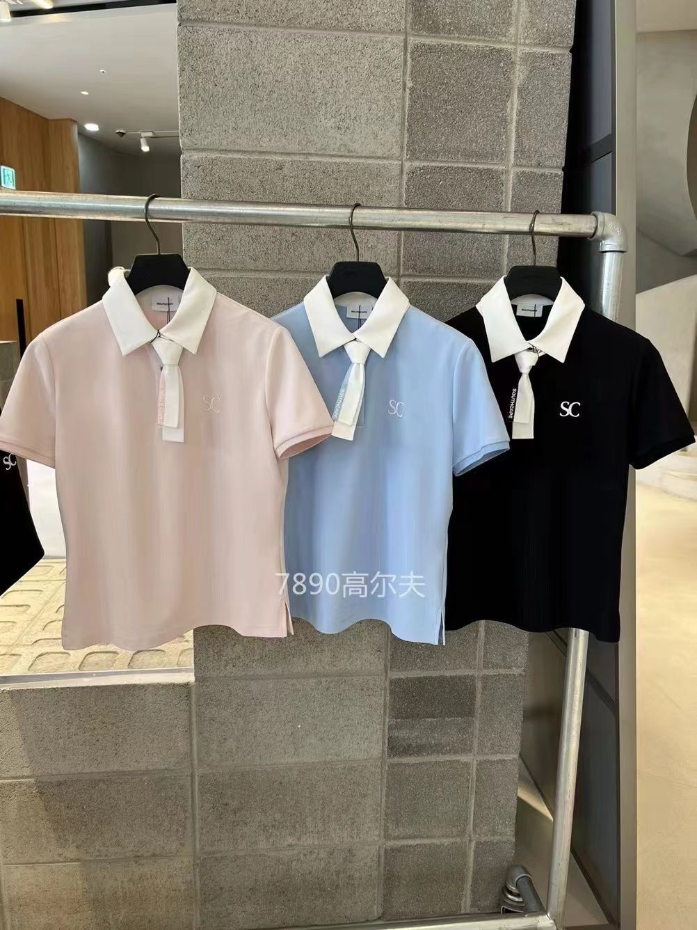 Golf Clothing Ladies 24 Spring Lapel Bow Tie Sc Short Sleeve T-Shirt Casual Top All-Matching Slimming
