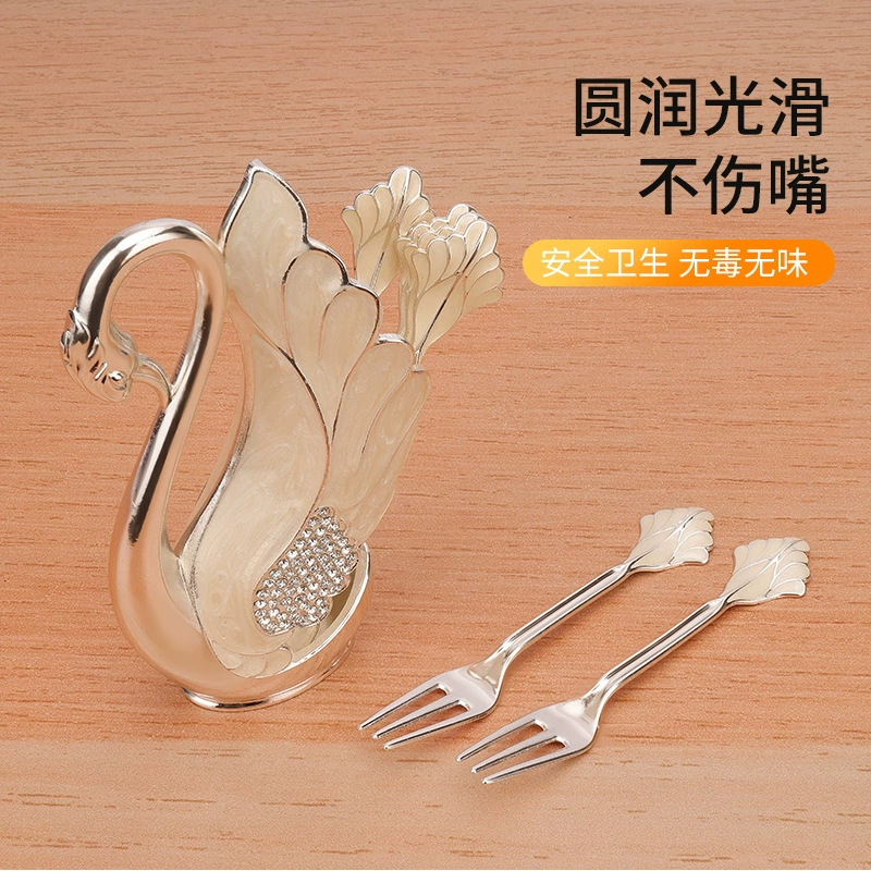 Премиальная кофейная лебедь, ложка, набор для дома, творческая милая десертная вилка из фруктов, европейский стиль