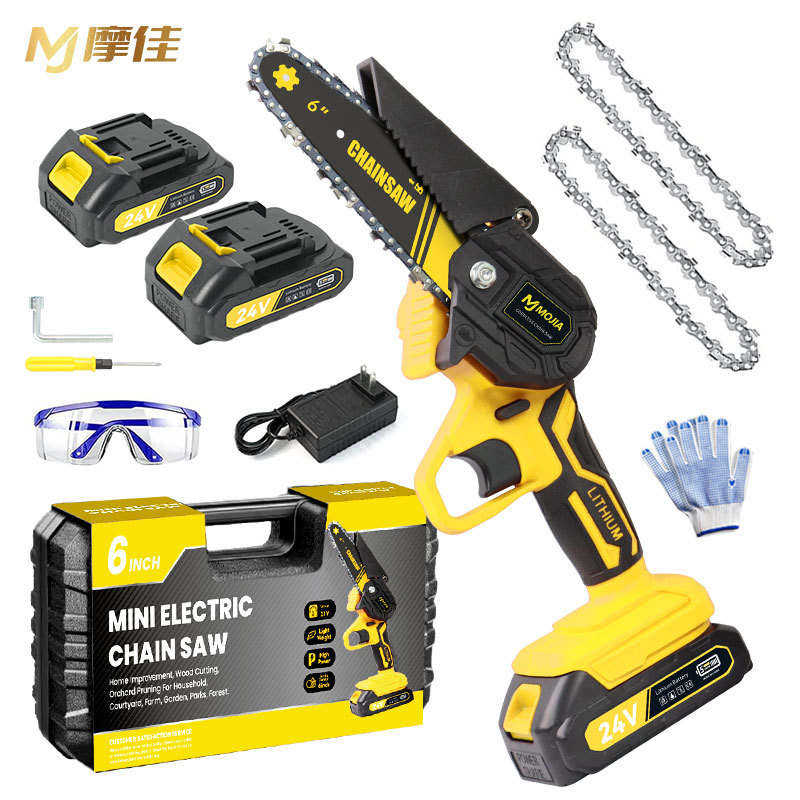 跨境无线充电式锂电链锯6寸单手迷你伐木锯 砍柴修枝锯农用源头工