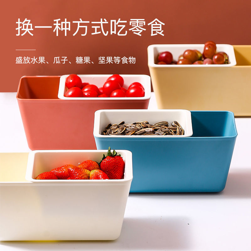 caja de bocadillos de doble capa para perezoso casero, artefacto de semillas de melón, bandeja de frutas cuadradas drenables, dulces caseros, bocadillos de frutas secas