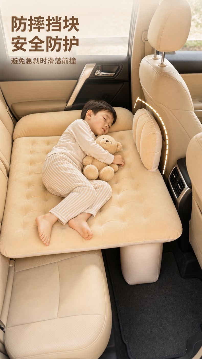 Car-mounted baby sleeping bed, children's car rear seat mattress, inflatable mattress for long-distance car rides