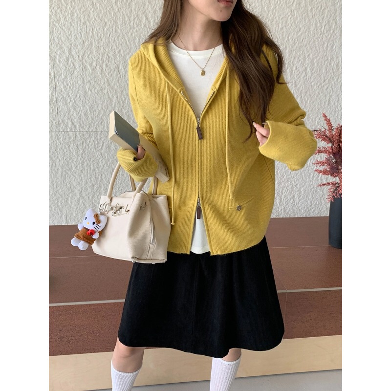 3Th Morning Lazy Thoughts Relaxing Double Zipper Hooded Wool Knit Cardigan Zy4535 3Th Morning Lazy Thoughts Relaxing Double Zipper Hooded Wool Knit Cardigan Zy4535