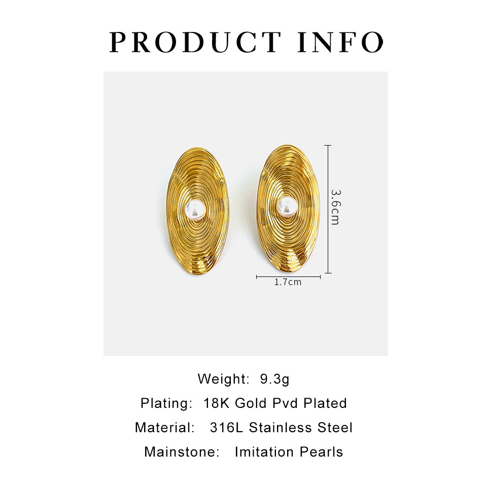 12g Weight 0.03µm-0.05µm Gold Plating Thickness PVD Coated Real Gold Plated Geometric 304 Stainless Steel Vintage Style Simple Style Waterproof Non Tarnish Surgical Steel Plating Ear Studs