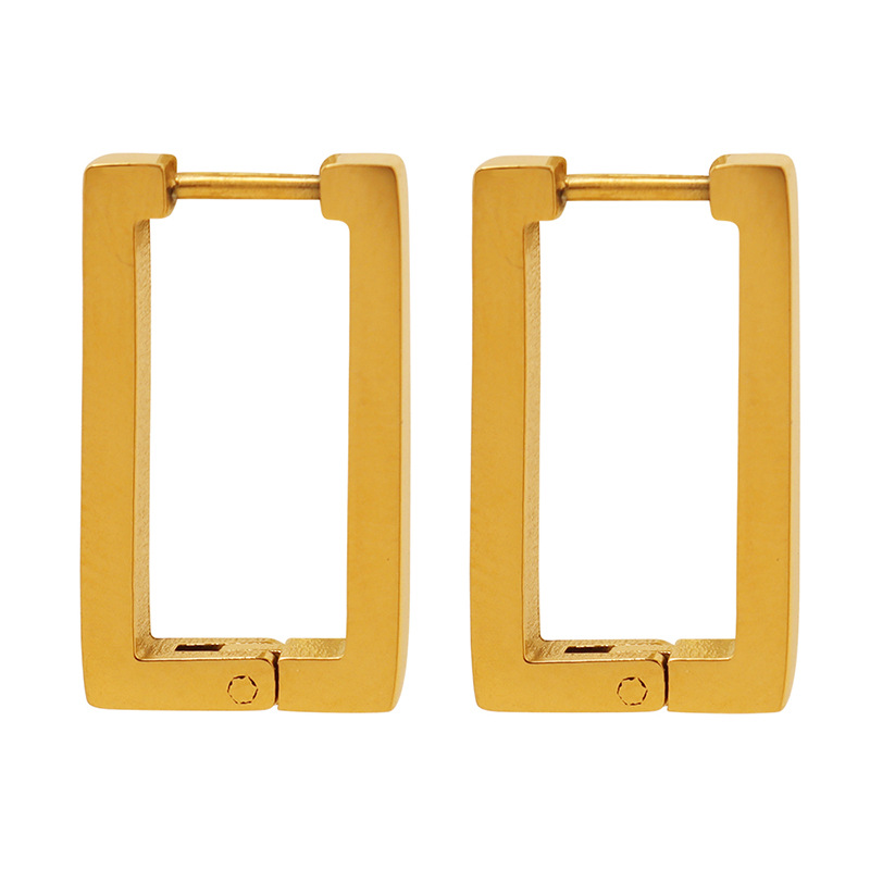 Dongdaemun estilo coreano elegante geométrico marco rectangular pendientes de acero de titanio chapado en oro pendientes versátiles personalizados pendientes simples