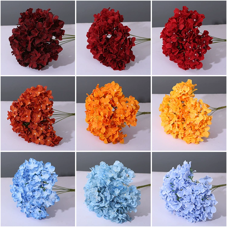 Свадебные 7 гортензии Большой букет шелковых цветов Свадебный зал украшает дорожный фон