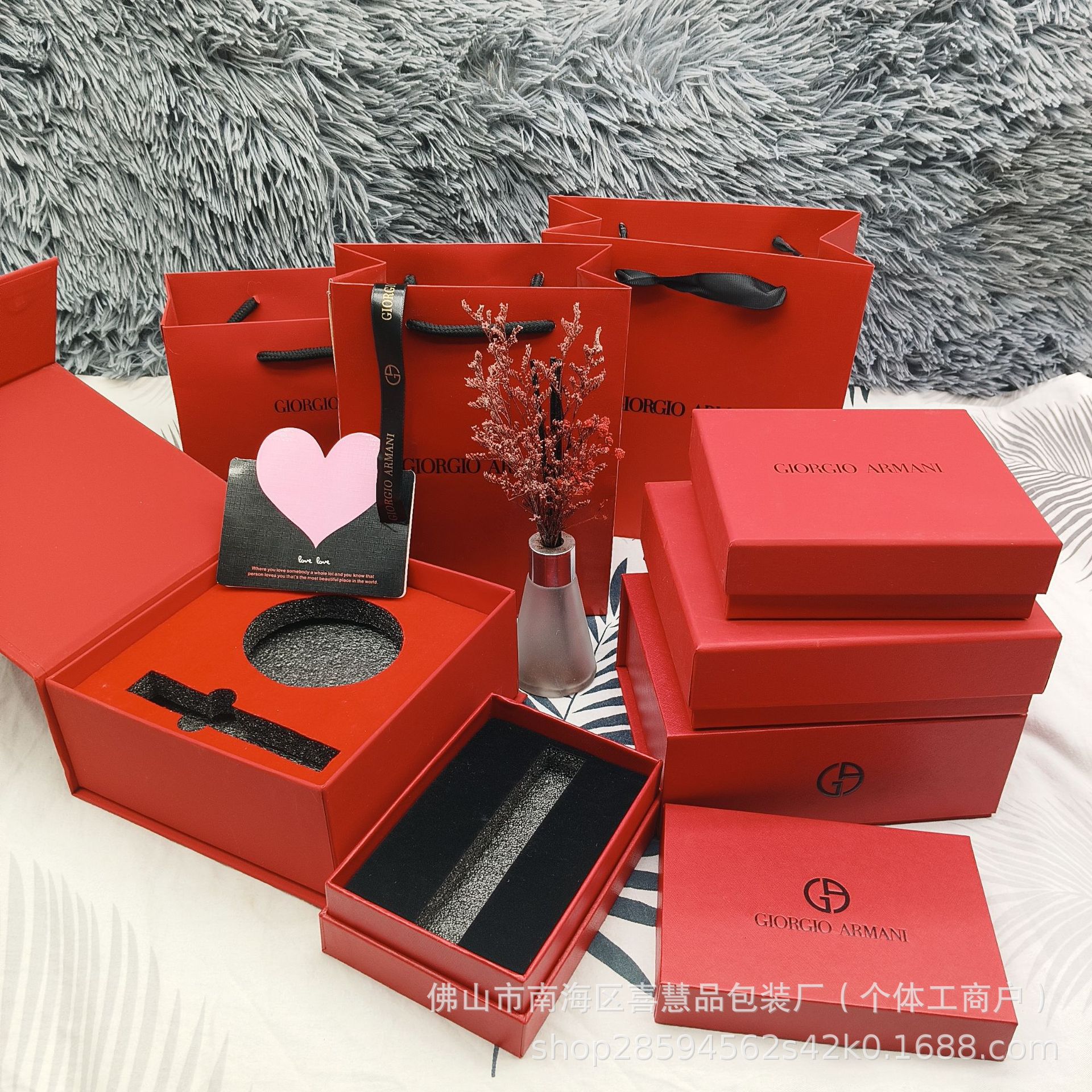 专柜阿玛爆款口红礼盒口红双支装唇釉礼盒包装纸袋空盒子气垫批发