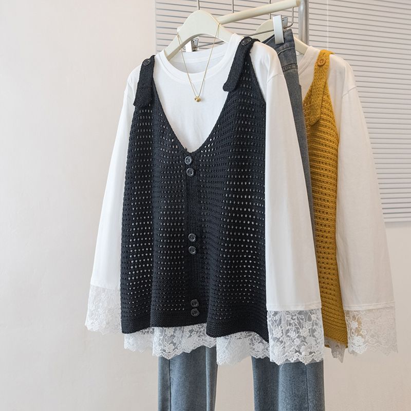 大码女装2025早秋新款感时尚百搭显瘦修身针织马甲背心有吊牌