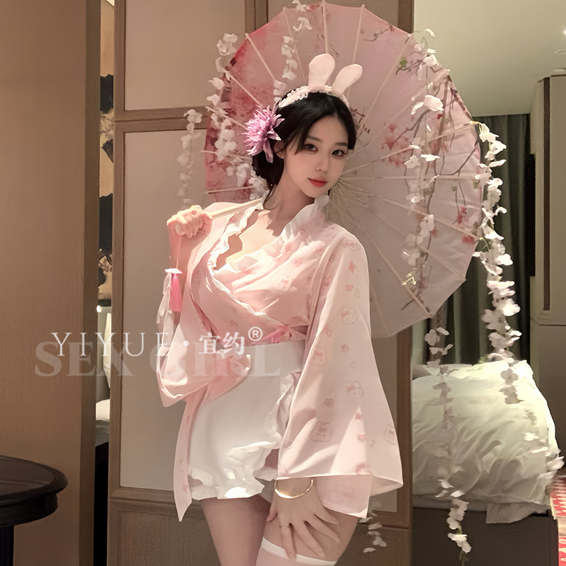 Sexy Lingerie Japanese Print Kimono Cosplay Uniform Temptation Set 1216 Sexy Lingerie Japanese Print Kimono Cosplay Uniform Temptation Set 1216