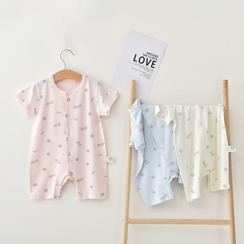 Children's summer overall for baby, thin bodysuit, Korean style, with short sleeve