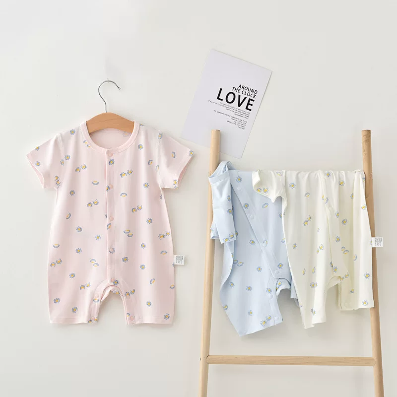 Children's summer overall for baby, thin bodysuit, Korean style, with short sleeve
