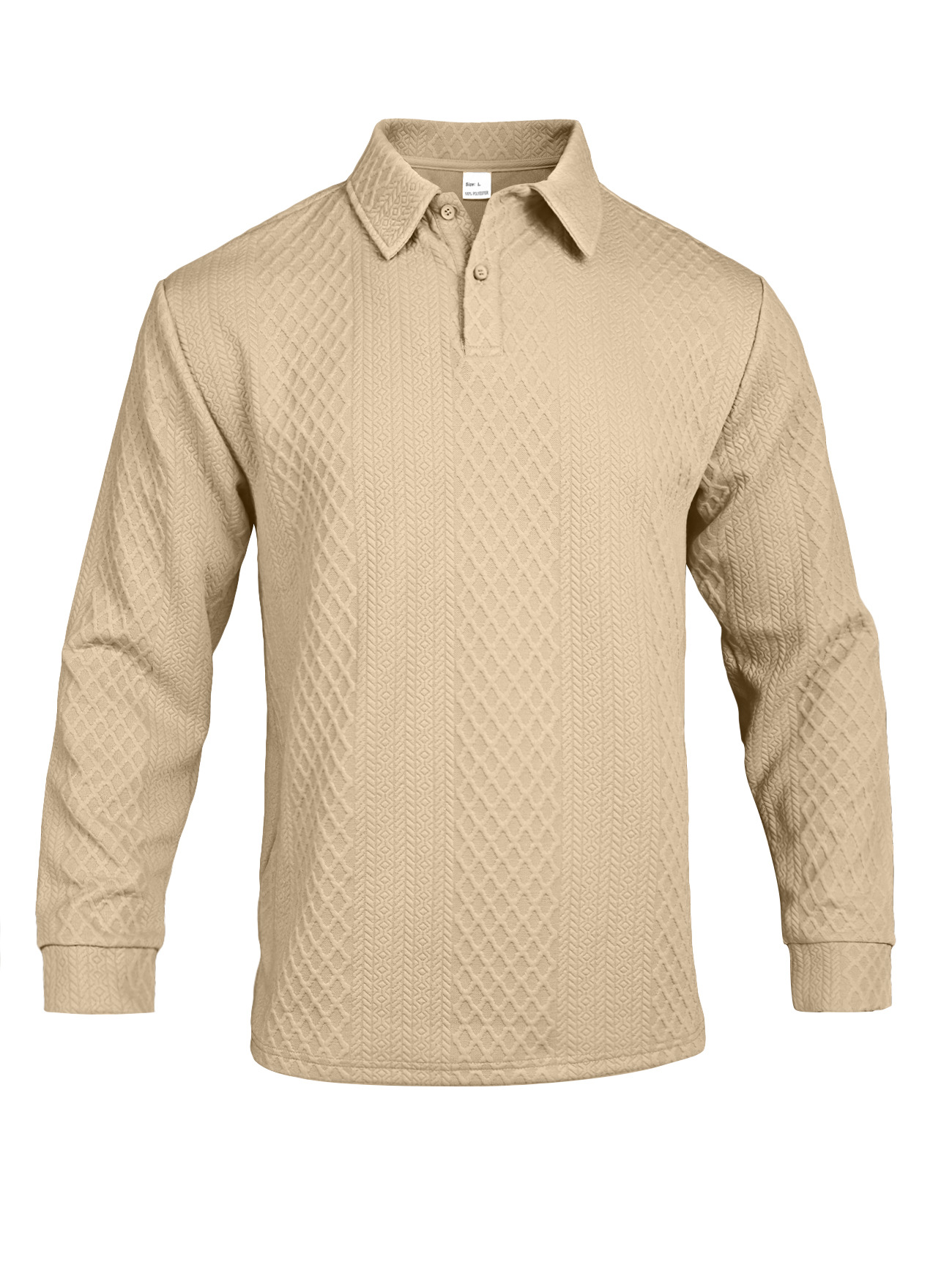 26 Cross-Border European And American Men's Textured Jacquard Solid Color Button New Polo Shirt Turn-Down Collar_voghion.com