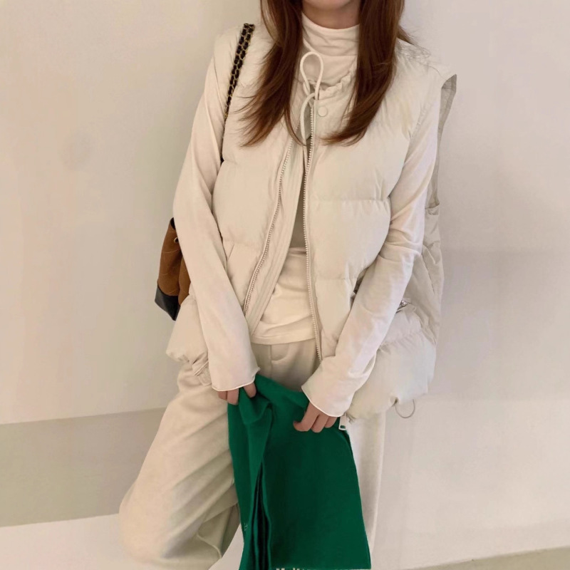 韩系羽绒马甲女2025年秋冬时尚甜美小个子白鸭绒保暖背心显瘦外套|undefined