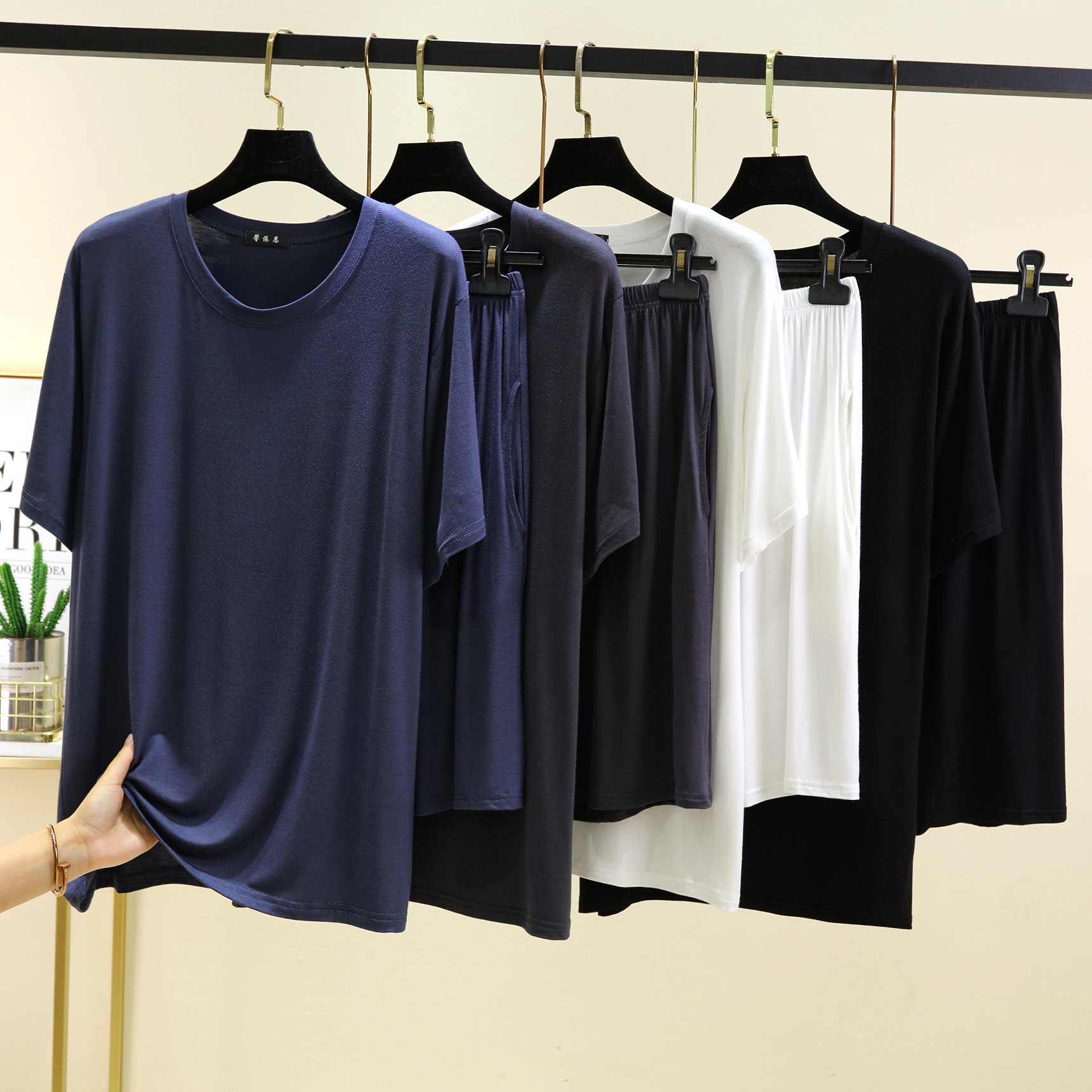 Modal Casual Pajamas Men's Thin Loose Short-sleeved Shorts Spring and Summer Wearable Sports Home Wear suit