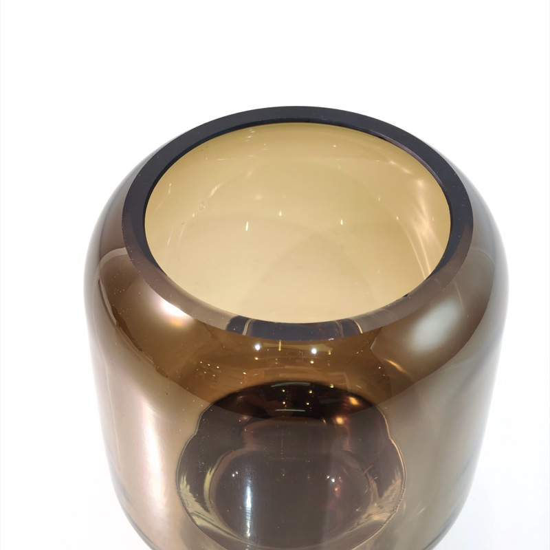 Vaso de vidrio gris nórdico vertical sala de estar mesa de comedor transparente arreglos de flores secas modelo de sala de decoración de vasijas de vidrio