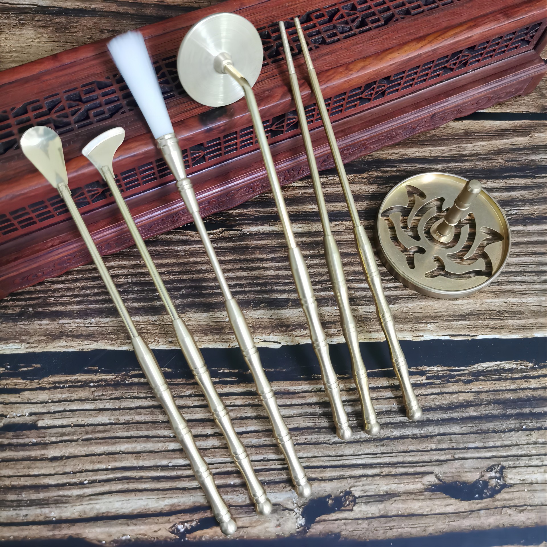 황동 자연 색상 향 세트 6 (구리 손잡이)