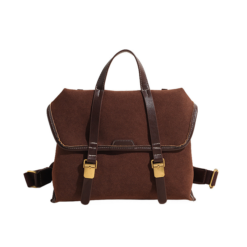 Bolsos para mujer 2024 nuevo maletín portátil de gamuza retro de color en contraste, bolso de cercanías, bandolera de un solo hombro