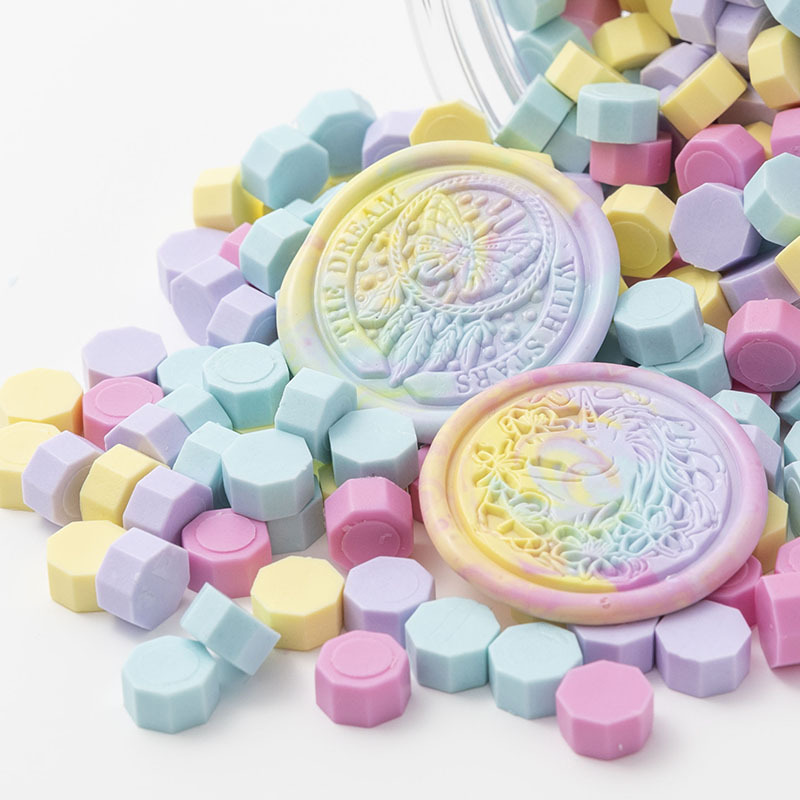 Cera de pintura al fuego, juego completo de sellos de pintura al fuego, octogonal, transparente, colorido, bolsa de colores mezclados, cera, venta al por mayor barata