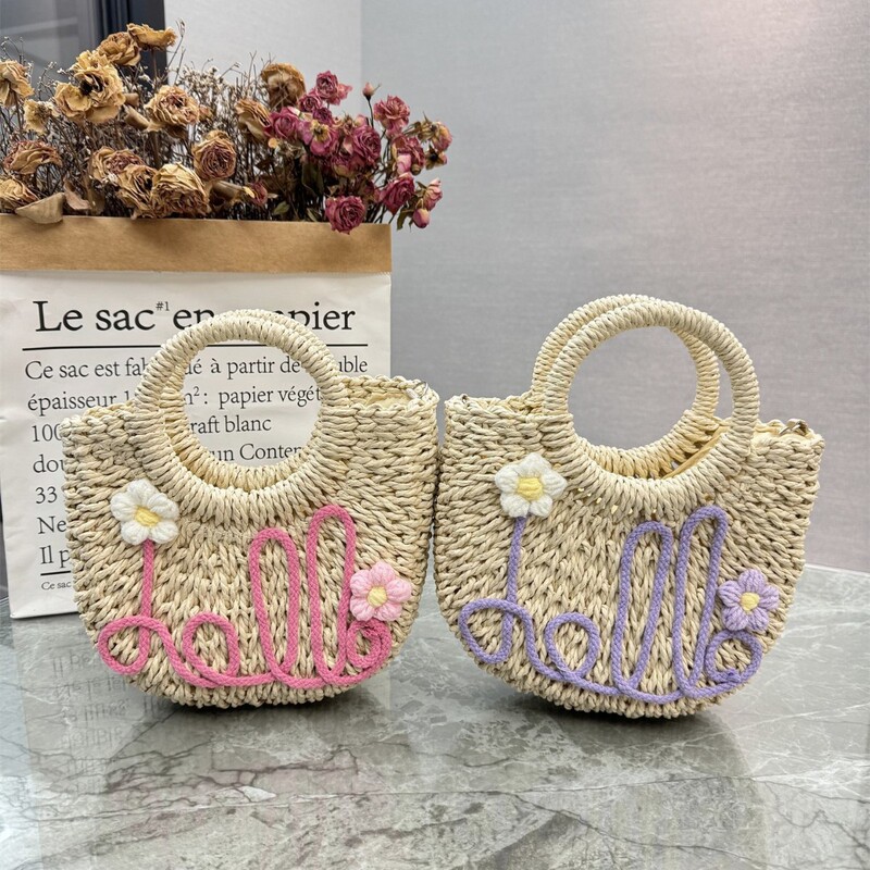 Straw Bag Handwoven Bag Women's 2025 Seaside Vacation Outdoor Daily Beach Handbag Tote Bag