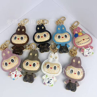 Popular Labubu Labubu Pendant Doll Cartoon Couple Keychain Mobile Phone Bag Pendant Metal Gift