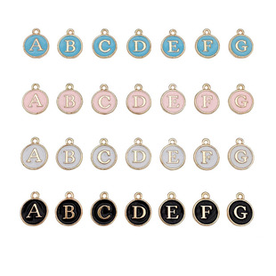 [26 26 English Letter Set] Round Belt Hanging Double-sided Oil Dropping Alloy Pendant Bracelet Necklace Pendant