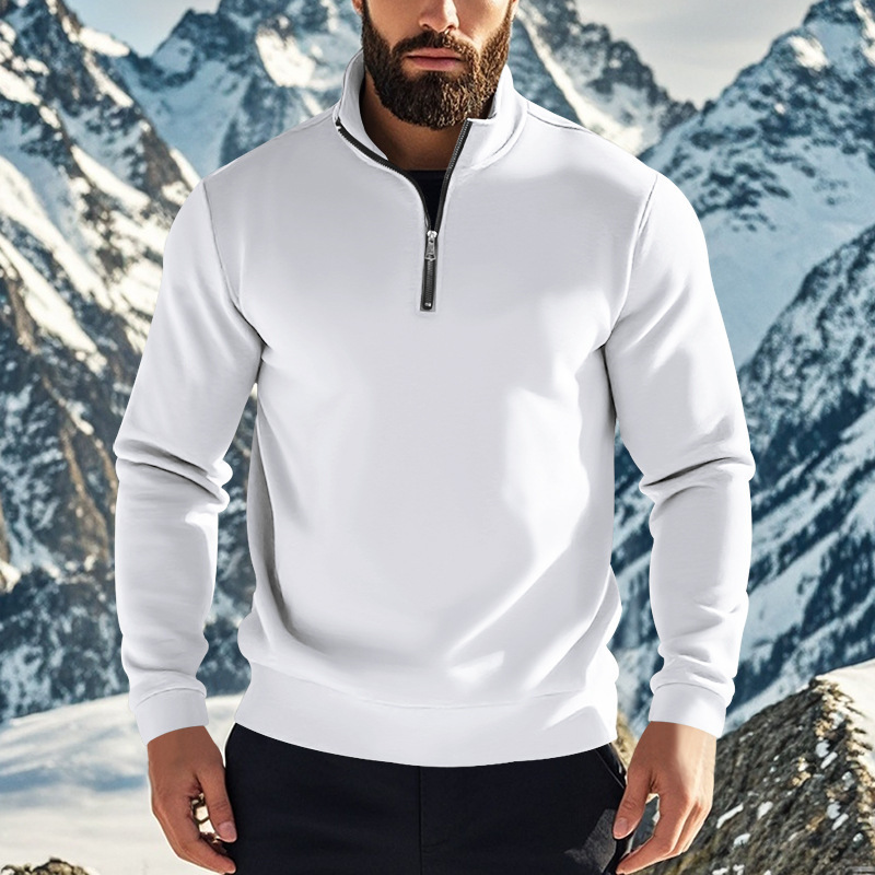 Sweatshirt homme en molleton avec col zippé hiver automne_voghion.com