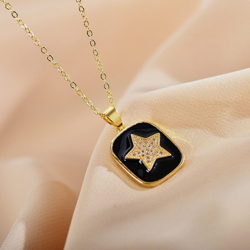 Fashion Pentagram Alloy Plating Rhinestones Womenu0027S Pendant Necklace