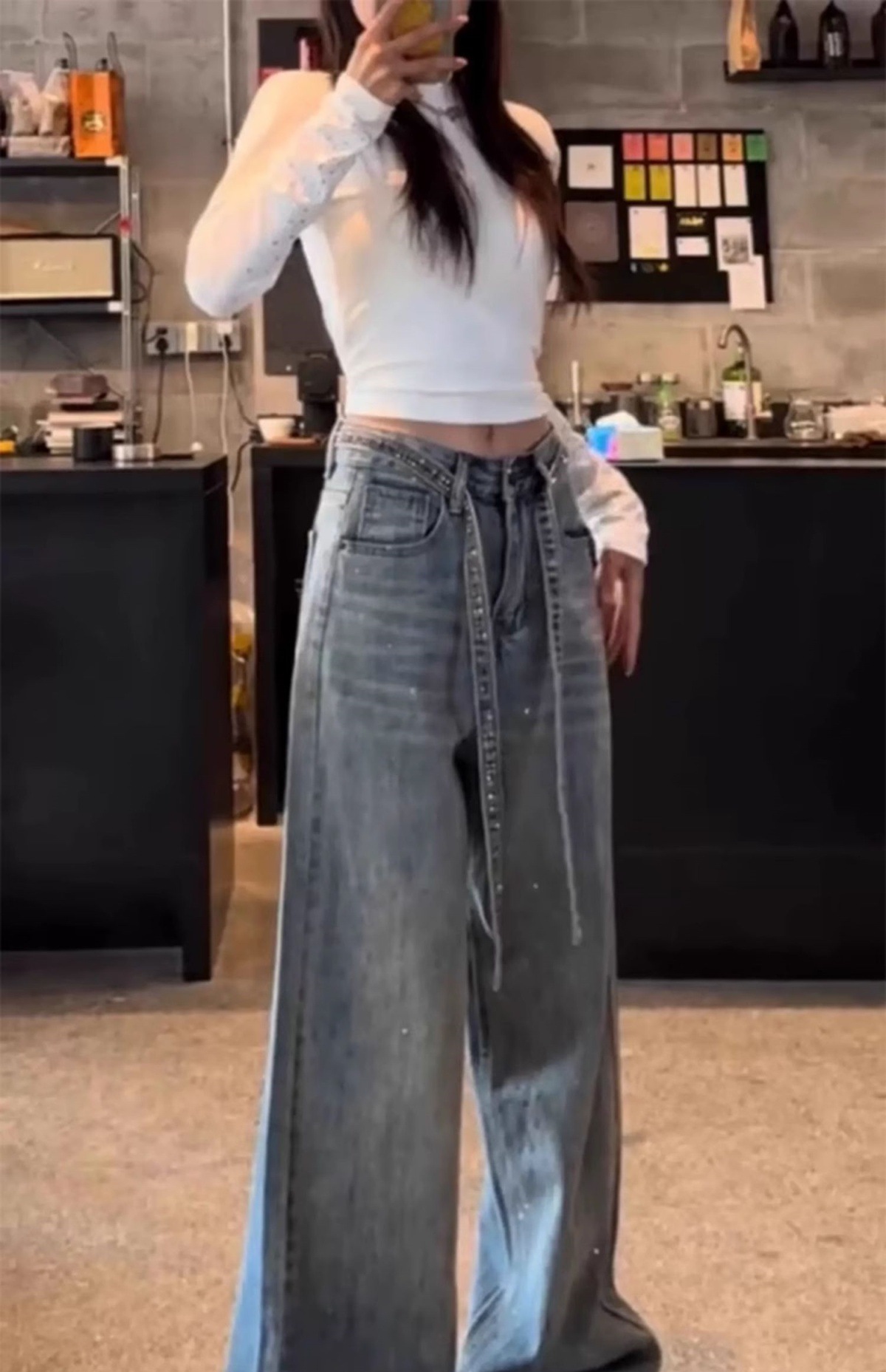 Jeans Hot Diamond con lacci di grandi dimensioni per donna 2025, nuovi pantaloni lunghi eleganti e dritti a gamba larga per ragazze grasse di grandi dimensioni_voghion.com