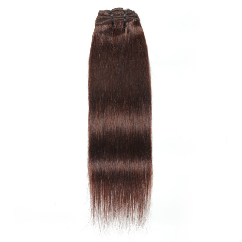 4 # conjunto de piezas de pelo recto marrón de 8 120g clip en cabello humano verdadero cabello humano peluca clip de pelo