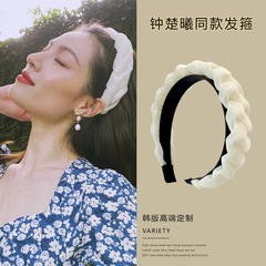 New high-end mesh headband for women in autumn French super fairy going out headband Internet celebrity wide-brimmed face wash hair clip