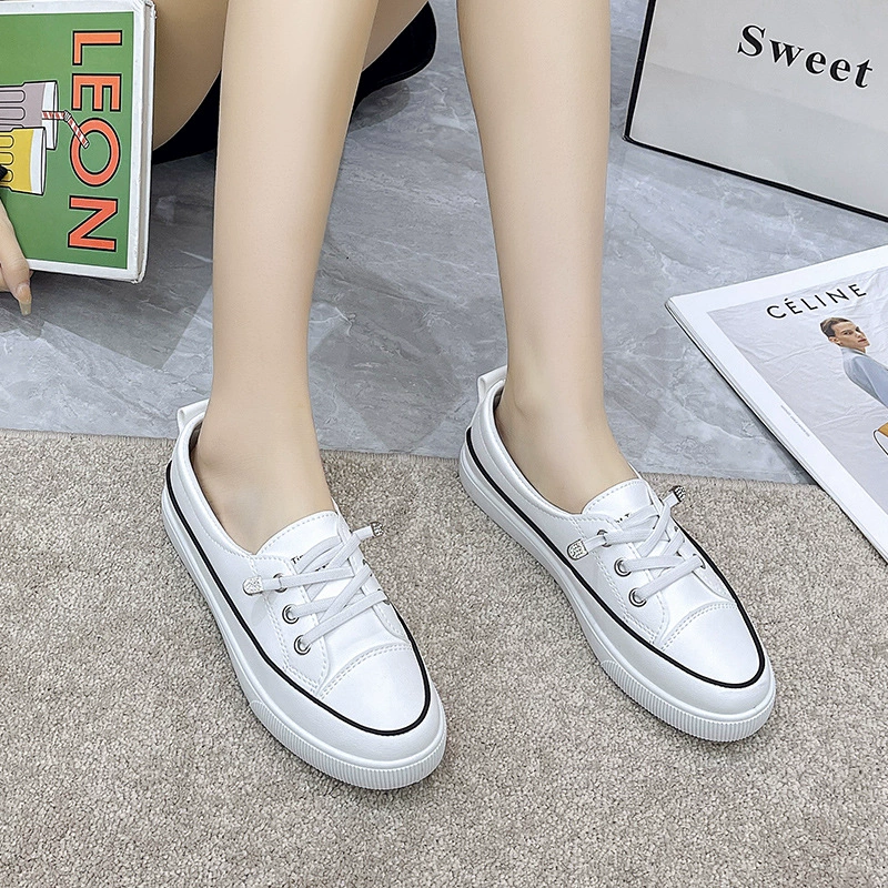 Белые женские туфли весна 2025, новые, плоские, неглубокий вырез, преппи стиль, повседневные, универсальные, удобные спортивные туфли на одной ноге