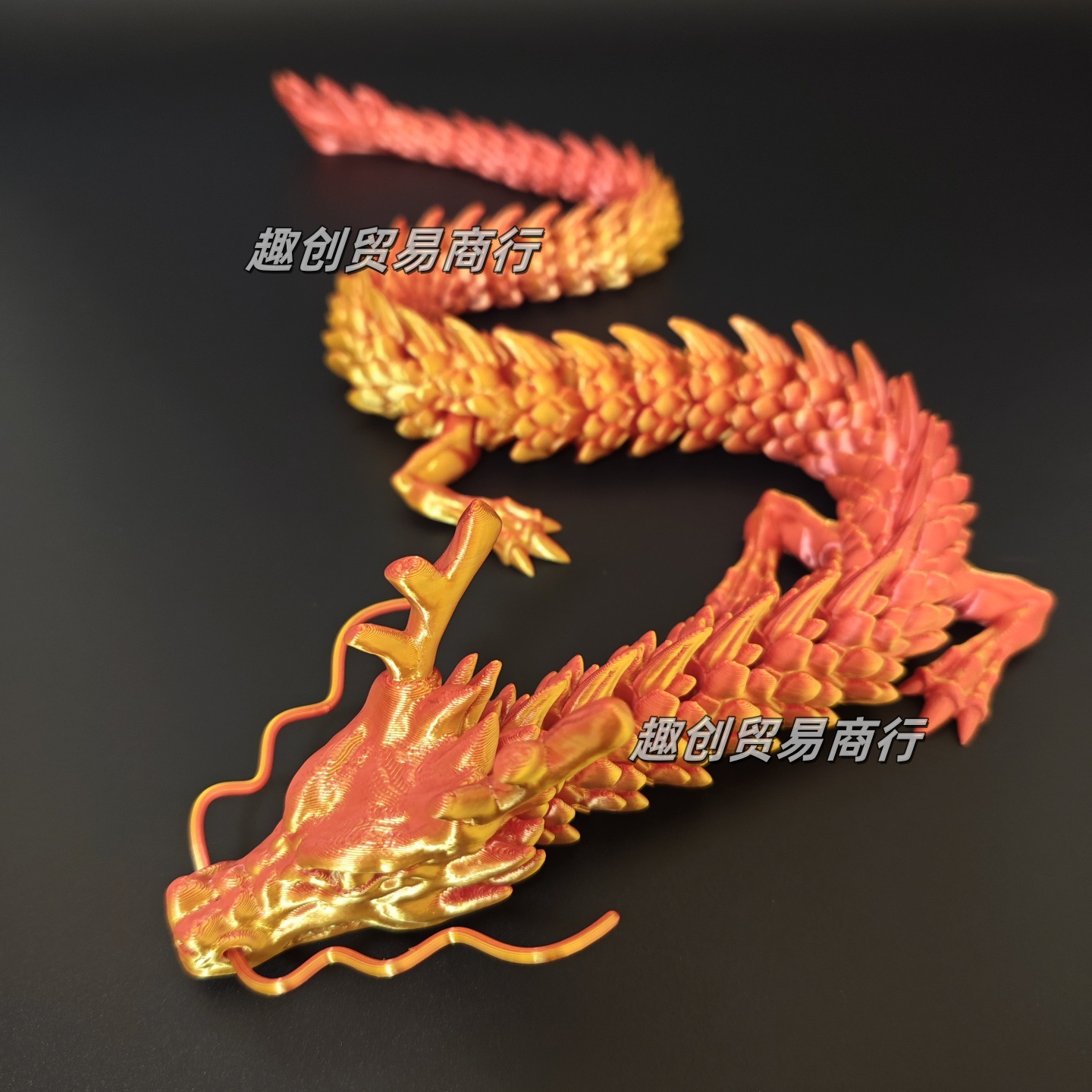 30CM 실크 레드 골드 중국 용 (드래곤 수염 포함)