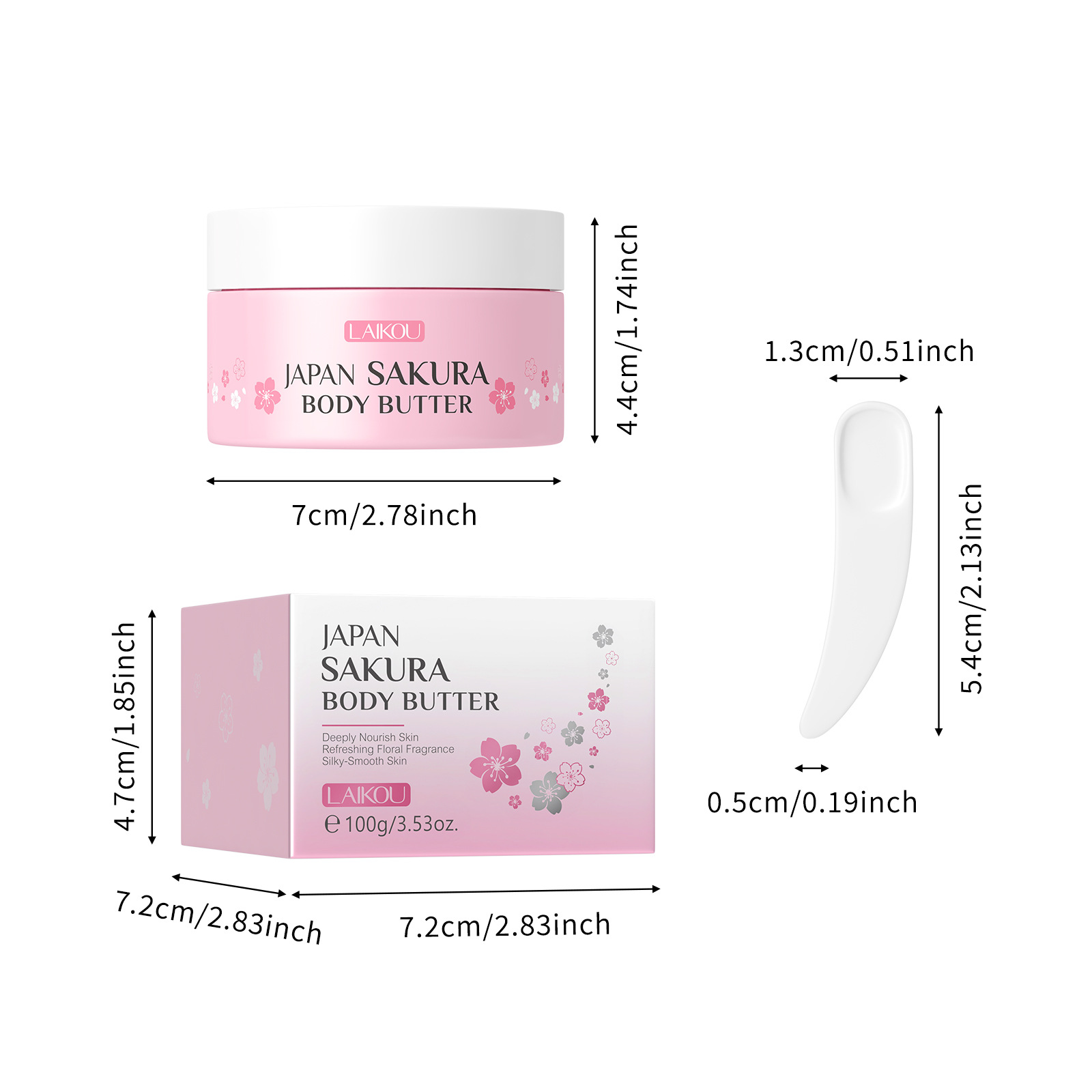 Cross-border LAIKOU Sakura Body Oil 100g Hydrating and Moisturizing Manufacturer's wholesale Body Moisturizing cream in stock Specification drawing