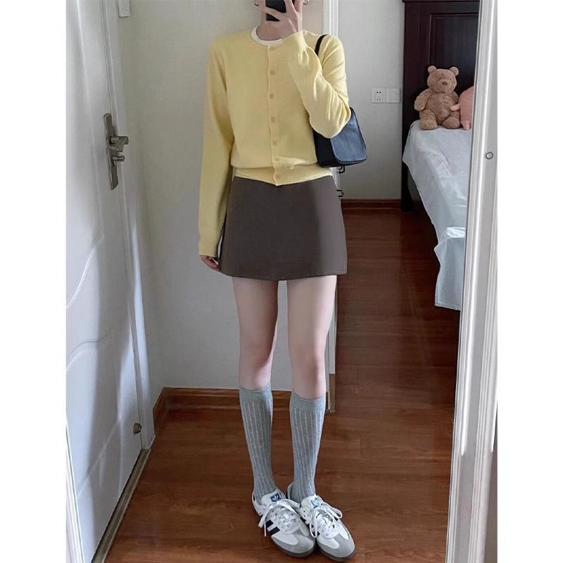 灰色西装包臀半身裙女春秋季休闲高腰显瘦小个子字裙短裙|undefined