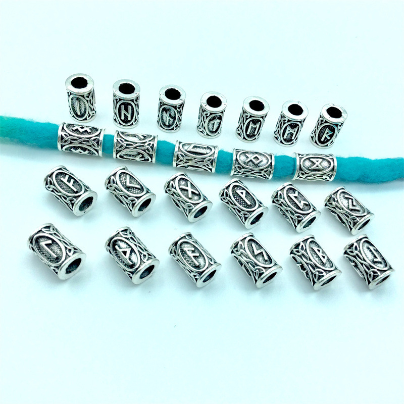 Hot-Selling Wholesale Dreadlock Hair Extension Rings with Norwegian Viking Characters, Beard Beads, African Dreadlock Hair Accessories