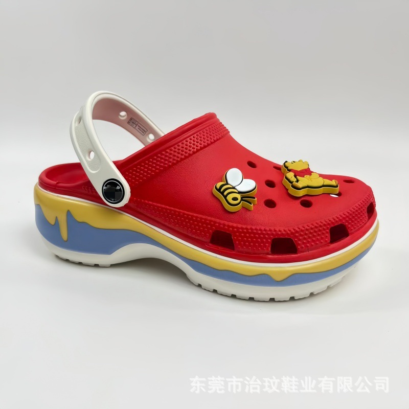 Croos nuevo oso Pooh nubes agujero zapatillas zapatillas de mujer zapatillas cordones flores lindos colgantes zapatillas