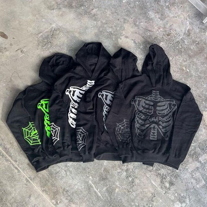 Men's Clothing fashion personality Gothic style hoodies skull print sweatshirt _voghion.com