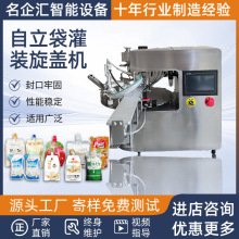 全自动自立袋灌装机桌面旋转式吸嘴给袋式生产设备罐装旋盖一体机