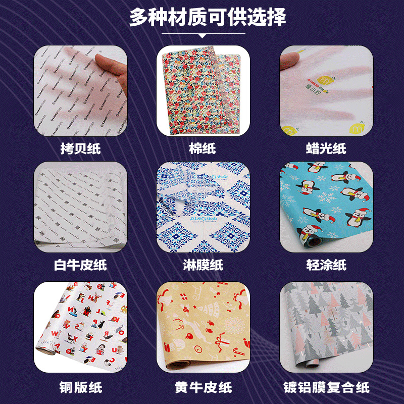 17g papel blanco a prueba de humedad ropa de frutas papel de regalo tamaño personalizado papel de pera Impresión de logotipo copia papel