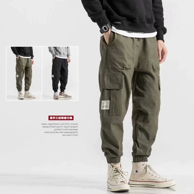 Japanese Style Retro Multi-bag Tooling Pants Men's Spring and Summer Street Trendy Brand All-match Leg-in Trendy Nicking Leg Cropped Pants