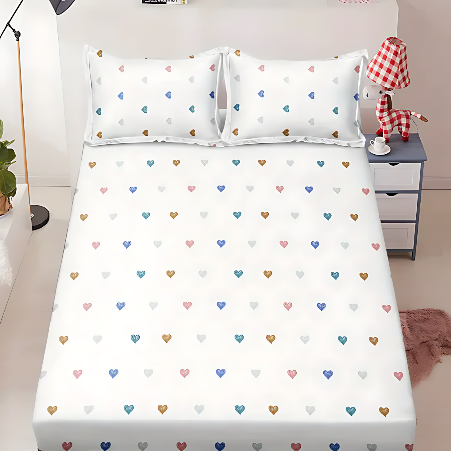 TEMU / JIT transfronterizo textil casero dulce arco iris flash gradiente 3D impresión digital cama kit de ropa de cama