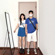 学院风情侣装2025夏季新款百搭圆领T恤一衣一裙潮牌男女休闲套装